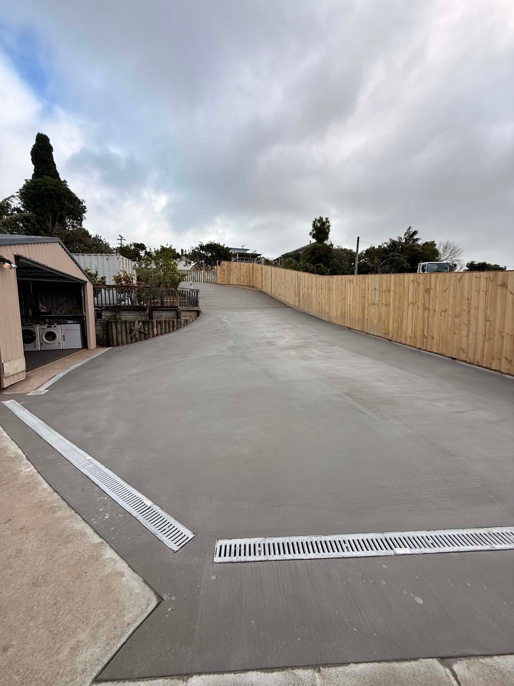 Concrete driveway with drainage