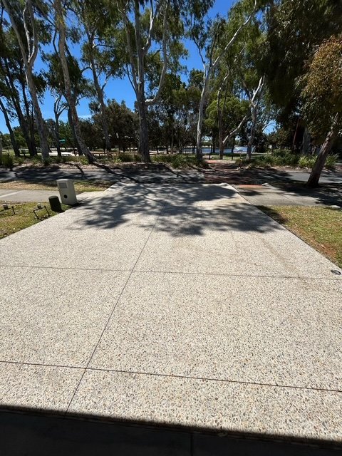 Exposed aggregate concrete path