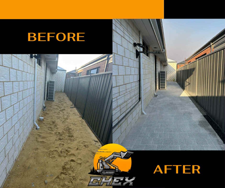 Garden pathway before and after