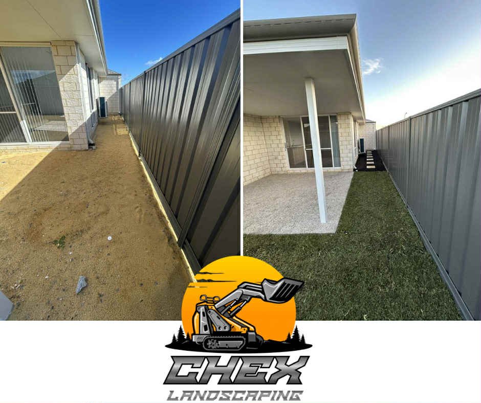 Side yard landscaping before and after