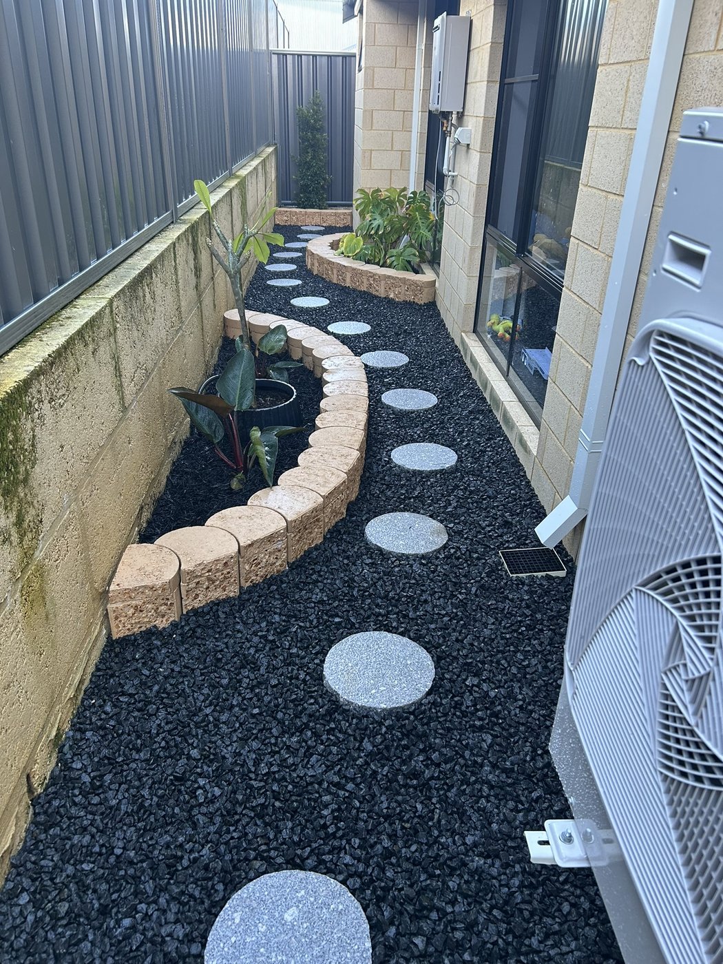 Pebble stepping stone garden path