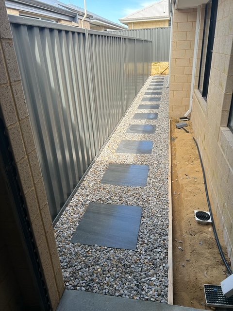 Concrete stepping stone path
